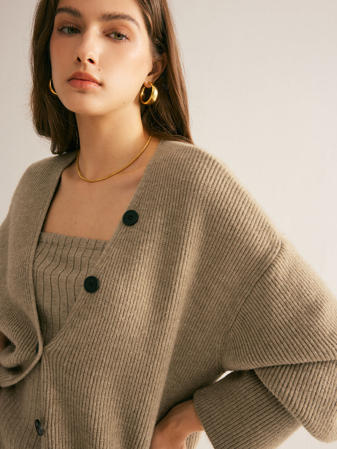 Damen Strickjacke Klassisch Elegante Cardigan