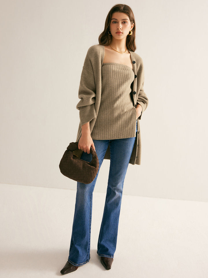Damen Strickjacke Klassisch Elegante Cardigan