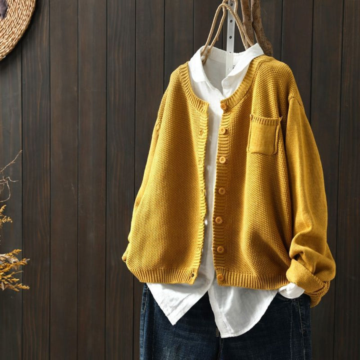 Damen Strickjacke Baumwolle Übergröße Komfortabel und Lässig