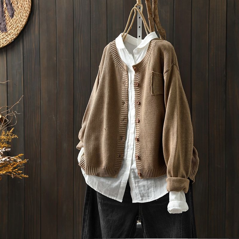 Damen Strickjacke Baumwolle Übergröße Komfortabel und Lässig