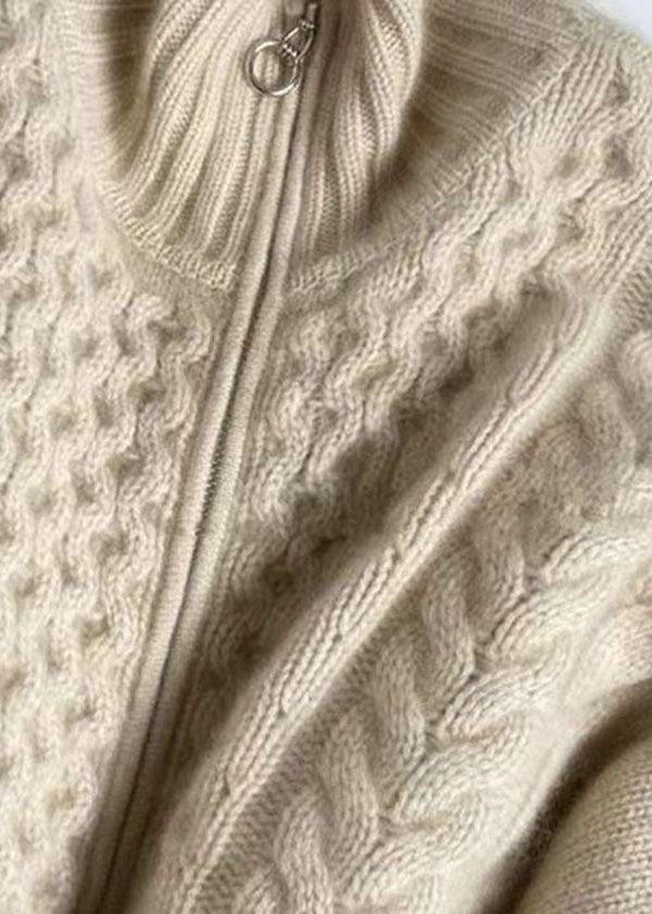 Damen Strickjacke Hochwertige Strickware Mit Stehkragen und Reißverschluss