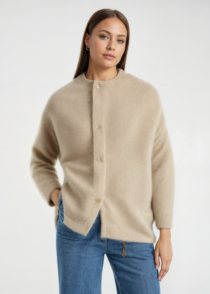 Damen Strickjacke Hochwertiger Strick Offenes Design