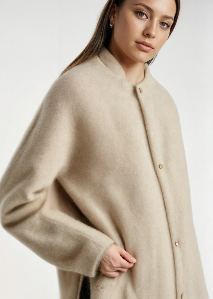 Damen Strickjacke Hochwertiger Strick Offenes Design