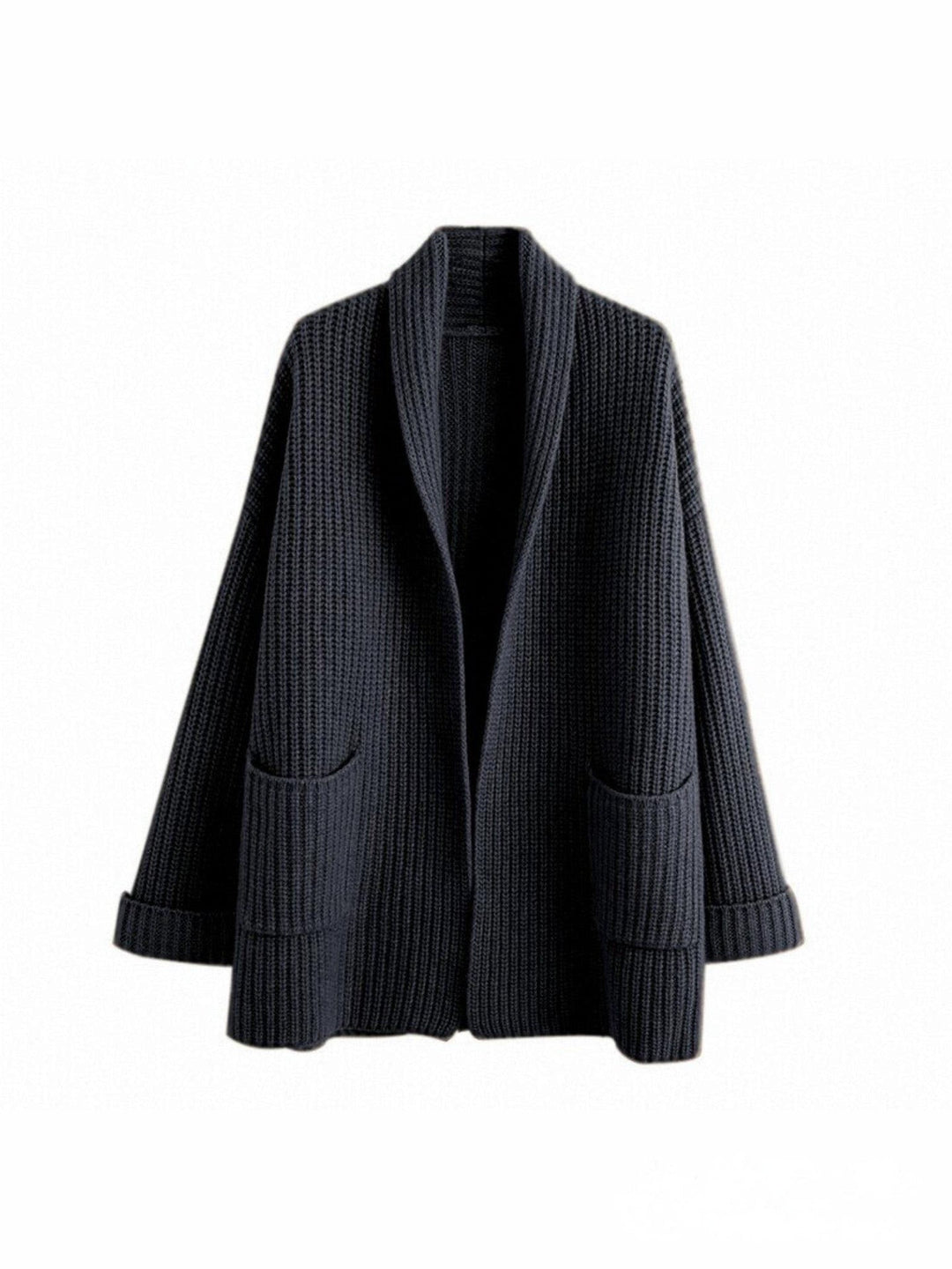 Damen Strickjacke Lang Baumwolle Oversize V-Ausschnitt