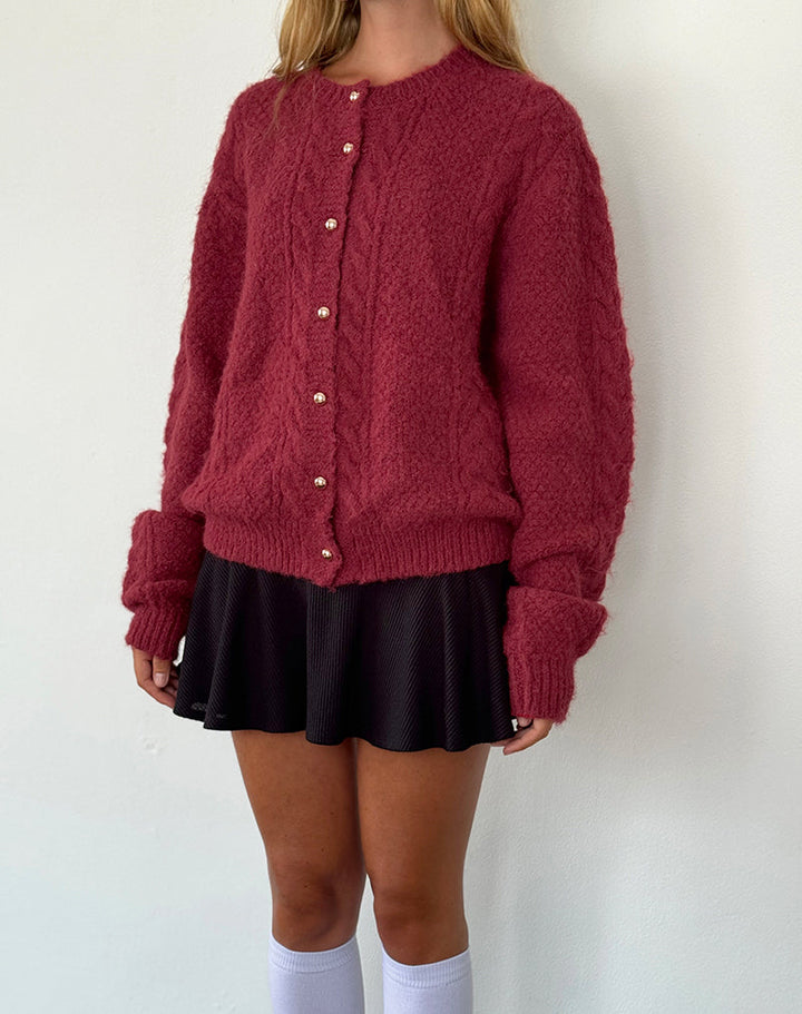 Damen Strickjacke Wolle Mit Perlenknoten Eleganter Stil
