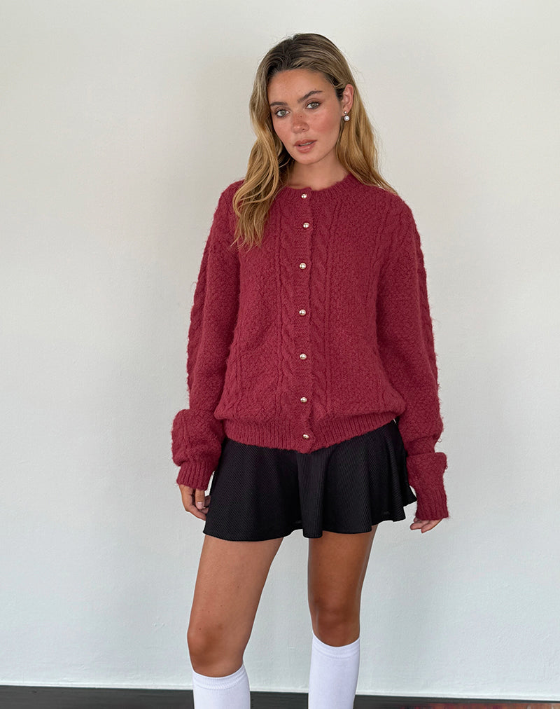 Damen Strickjacke Wolle Mit Perlenknoten Eleganter Stil