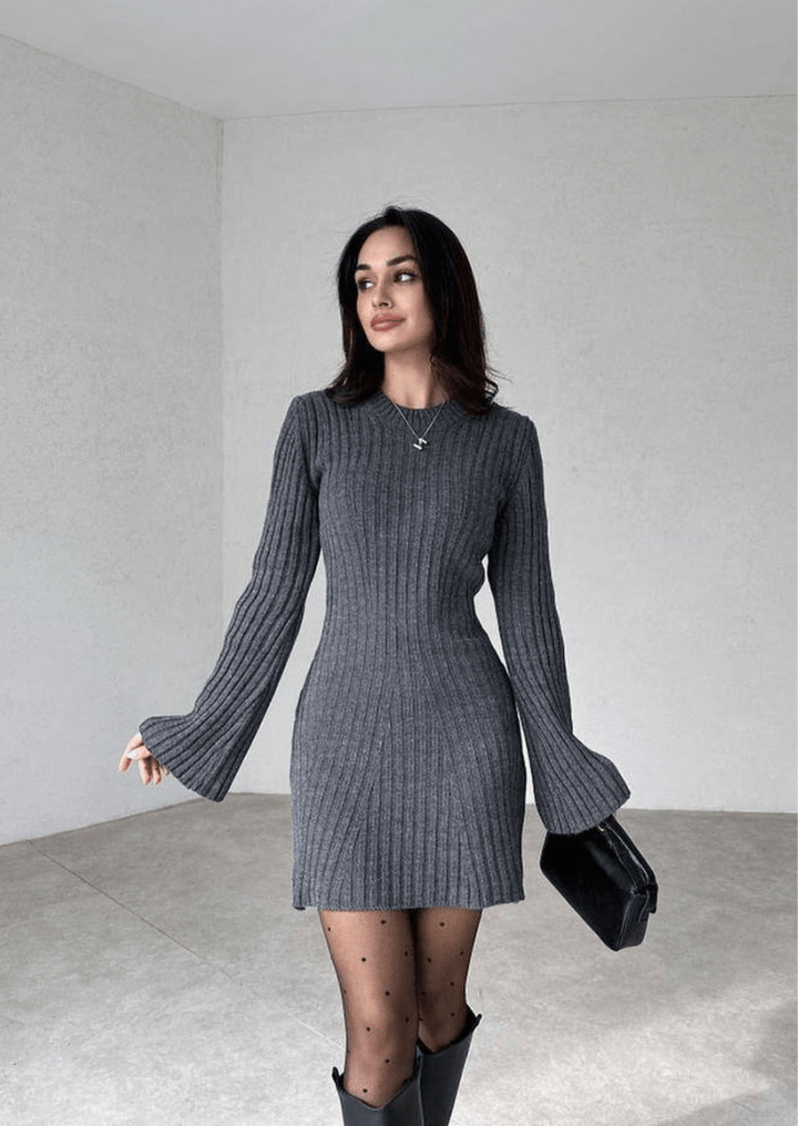 Damen Strickkleid Bequem Elegant Warmes Design