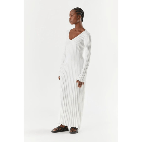 Damen Strickkleid Lang V-Ausschnitt Modernes Design