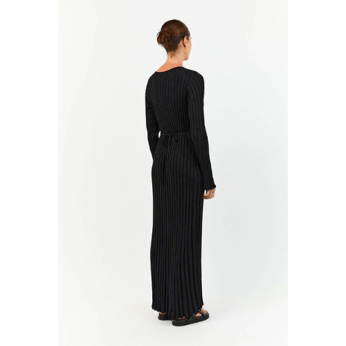 Damen Strickkleid Lang V-Ausschnitt Modernes Design