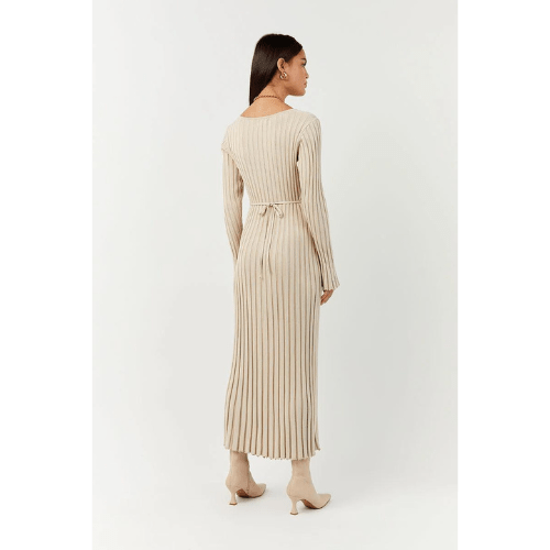 Damen Strickkleid Lang V-Ausschnitt Modernes Design
