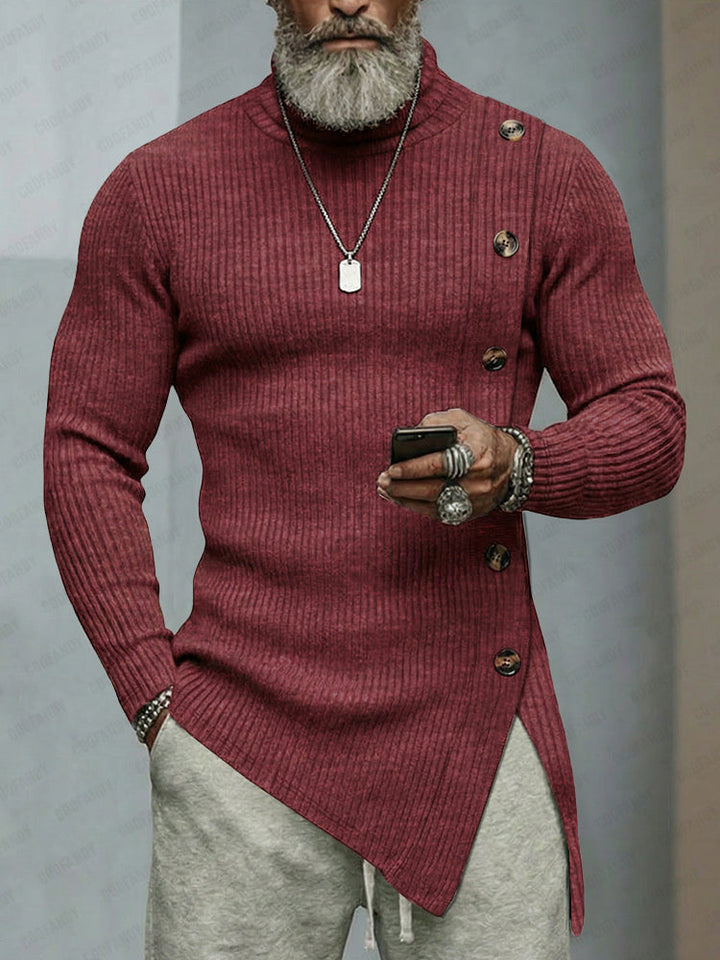 Damen Strickoberteil Elastisch Asymmetrisch Casual mit Rollkragen 0