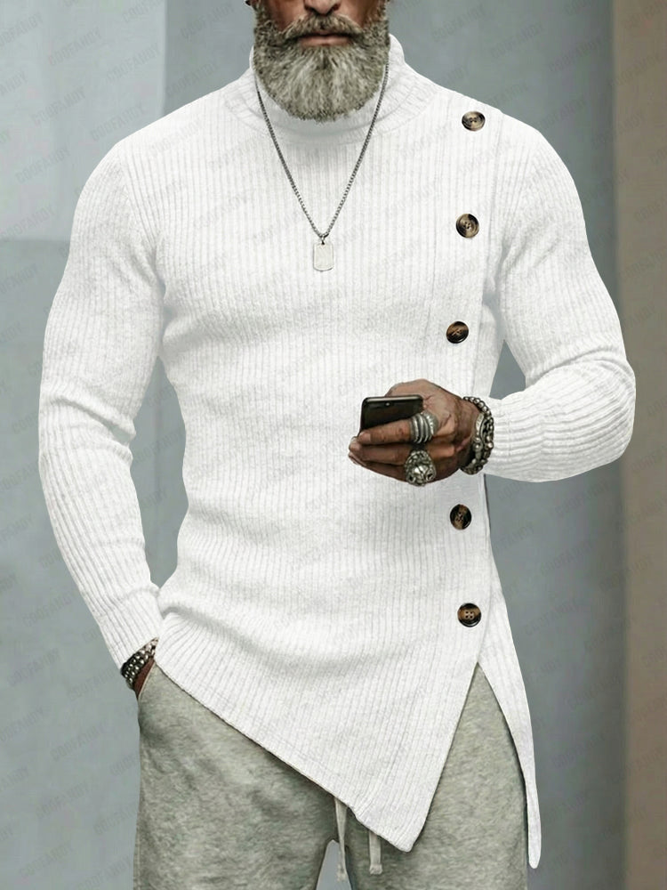 Damen Strickoberteil Elastisch Asymmetrisch Casual mit Rollkragen 2