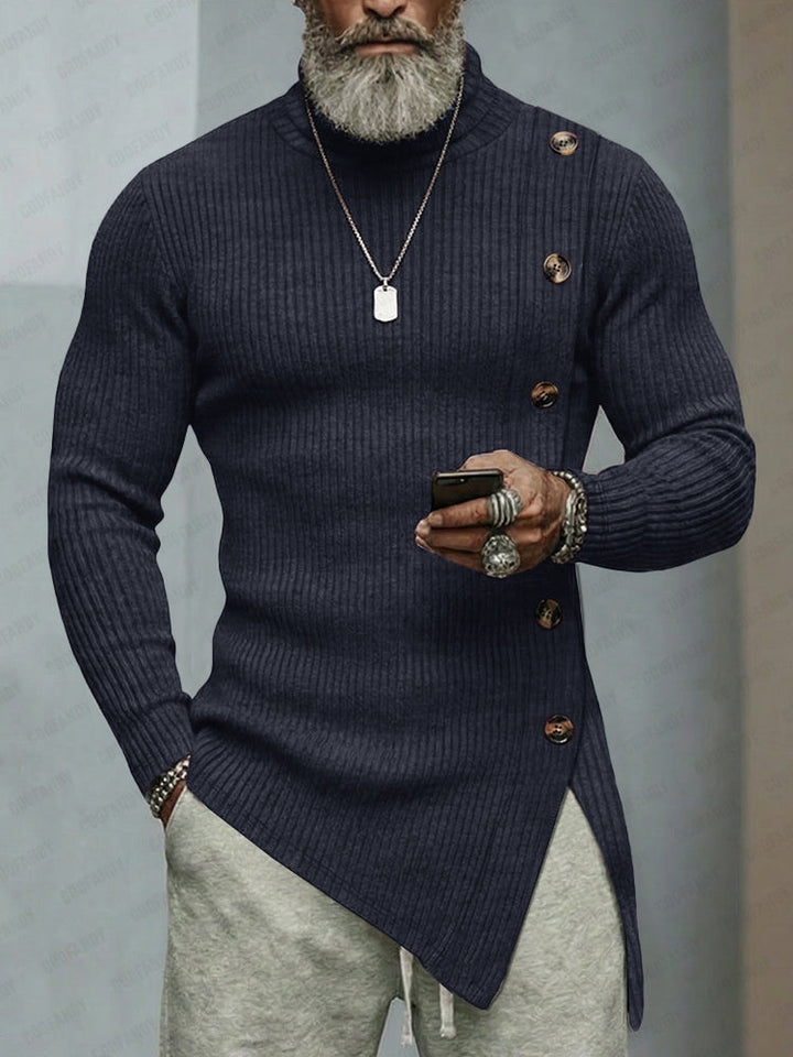 Damen Strickoberteil Elastisch Asymmetrisch Casual mit Rollkragen 3