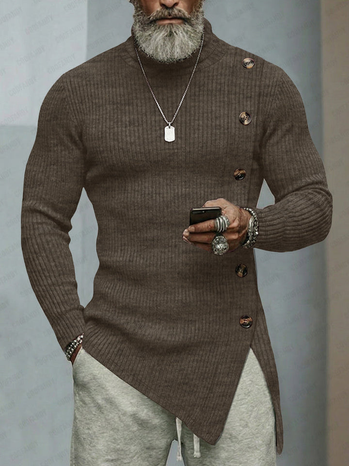 Damen Strickoberteil Elastisch Asymmetrisch Casual mit Rollkragen 4