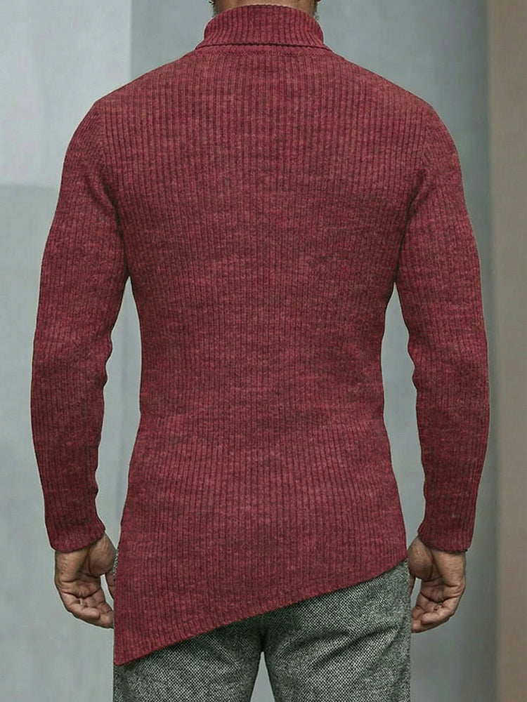 Damen Strickoberteil Elastisch Asymmetrisch Casual mit Rollkragen 6