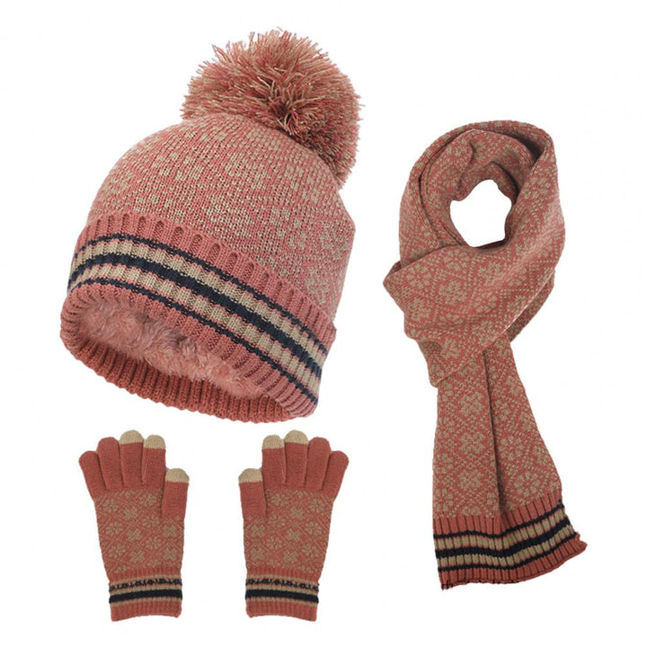 Damen Strickset 4-teilig Warm Lässig – Mütze, Schal, Handschuhe, Maske