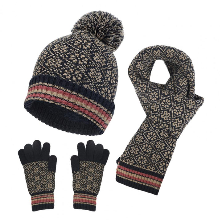 Damen Strickset 4-teilig Warm Lässig – Mütze, Schal, Handschuhe, Maske