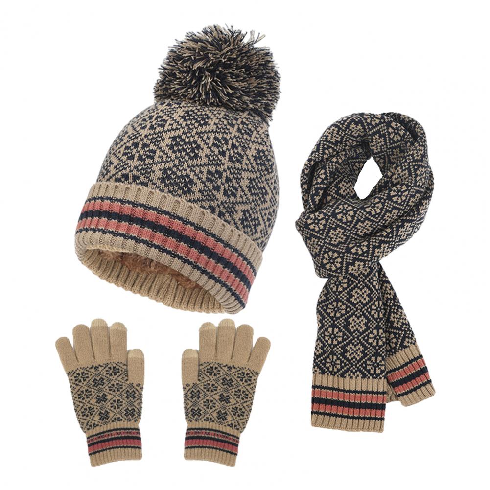 Damen Strickset 4-teilig Warm Lässig – Mütze, Schal, Handschuhe, Maske