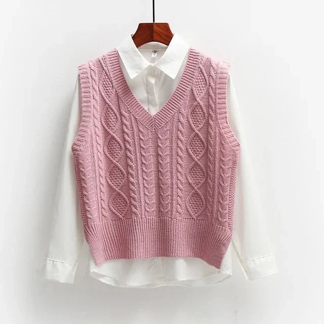 Gilet en tricot pour femmes en coton sans manches gilets longs en tricot