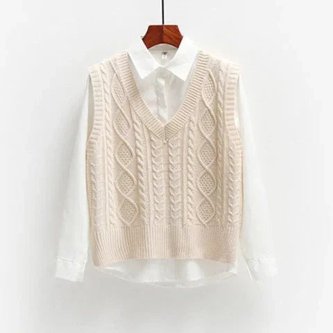 Gilet en tricot pour femmes en coton sans manches gilets longs en tricot