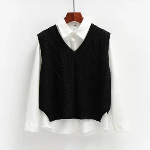 Gilet en tricot pour femmes en coton sans manches gilets longs en tricot