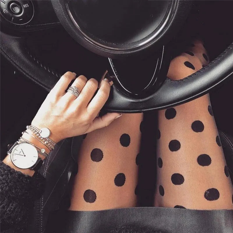 Women's Tights Polka Dot Design Slim Fit Elegant Tights