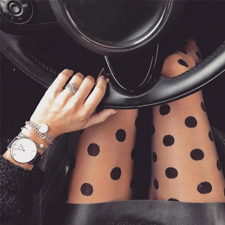 Women's Tights Polka Dot Design Slim Fit Elegant Tights