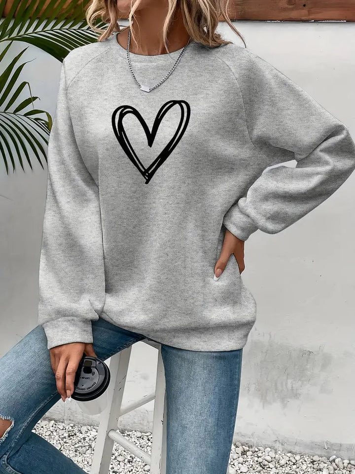 Sweatshirt pour femmes en coton avec motif en forme de cœur