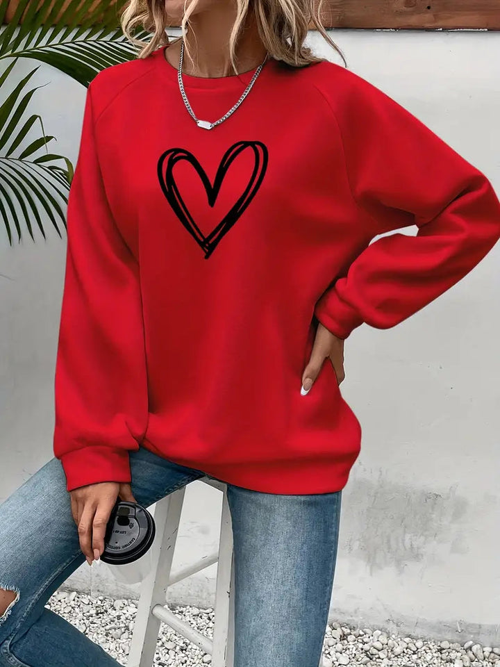 Sweatshirt pour femmes en coton avec motif en forme de cœur