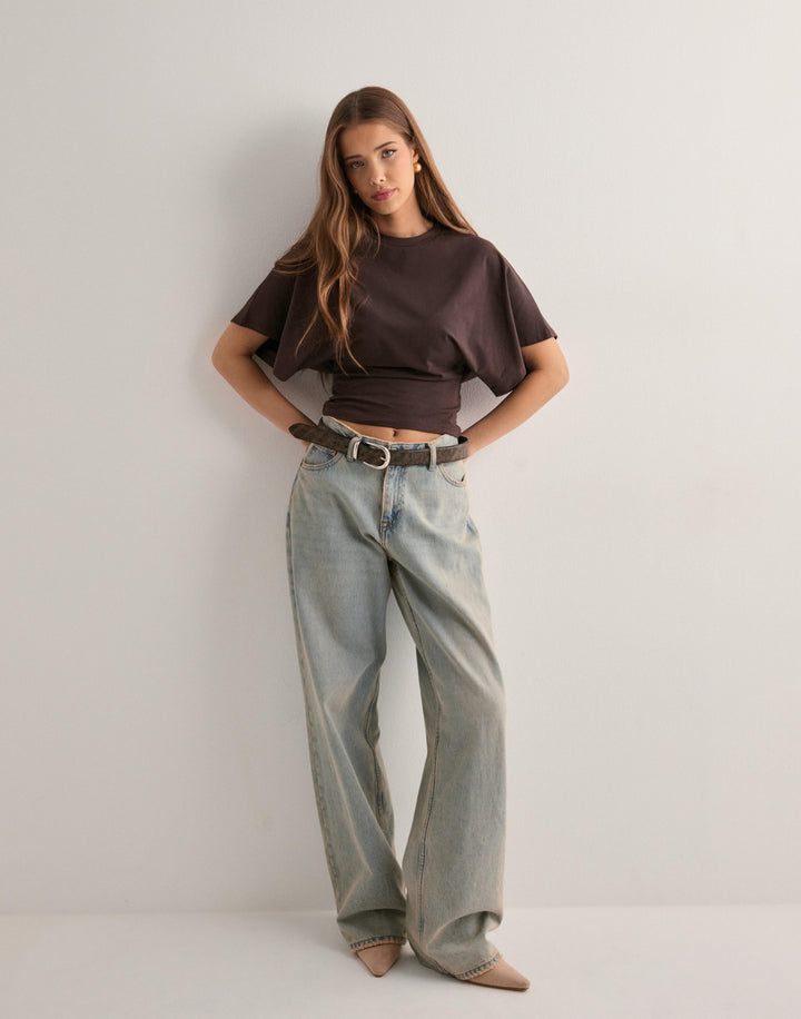 Women's T-Shirt with Wide Sleeves Made of High-Quality Cotton Blend