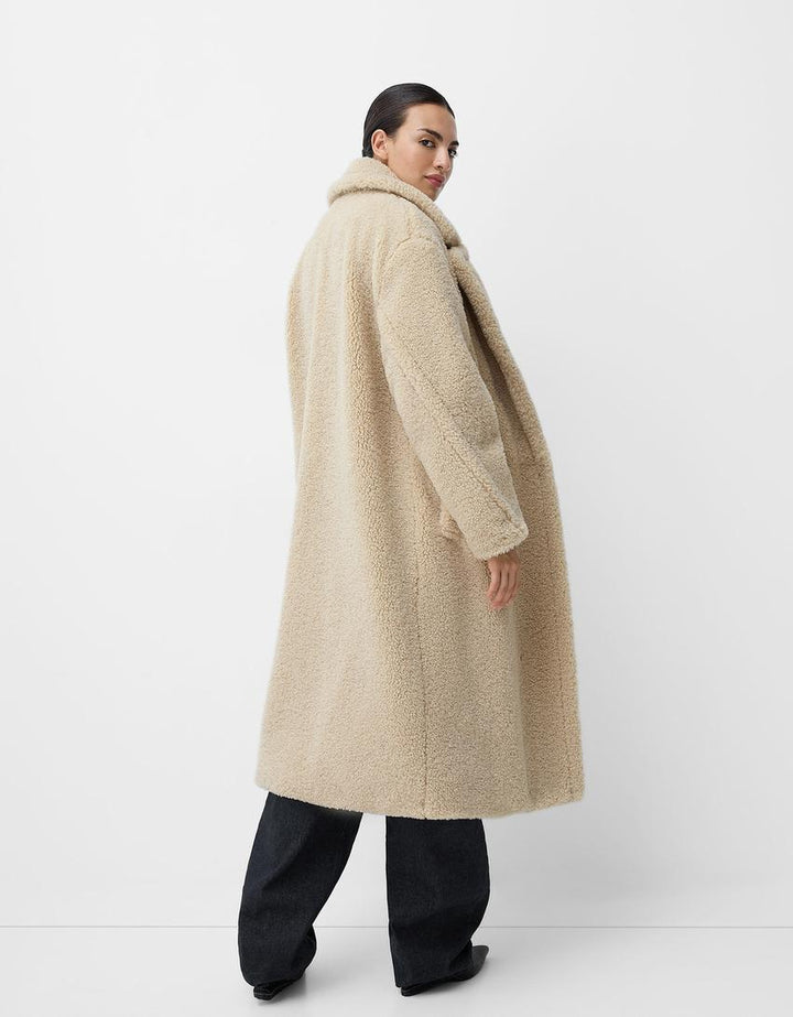 Damen Teddy-Mantel Lang Warm Weich Klassischer Stil