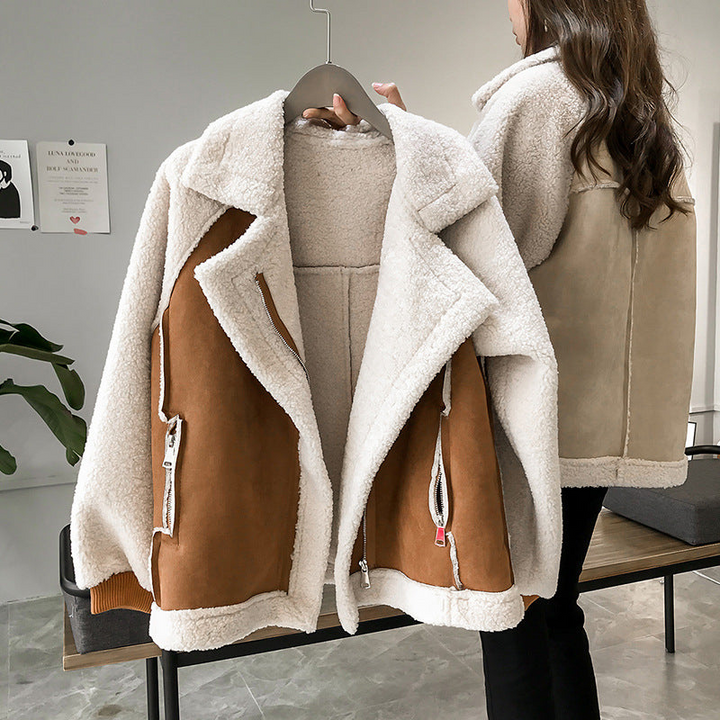 Damen Teddy-Mantel Winter Eleganter Stil Kuschelig Warm