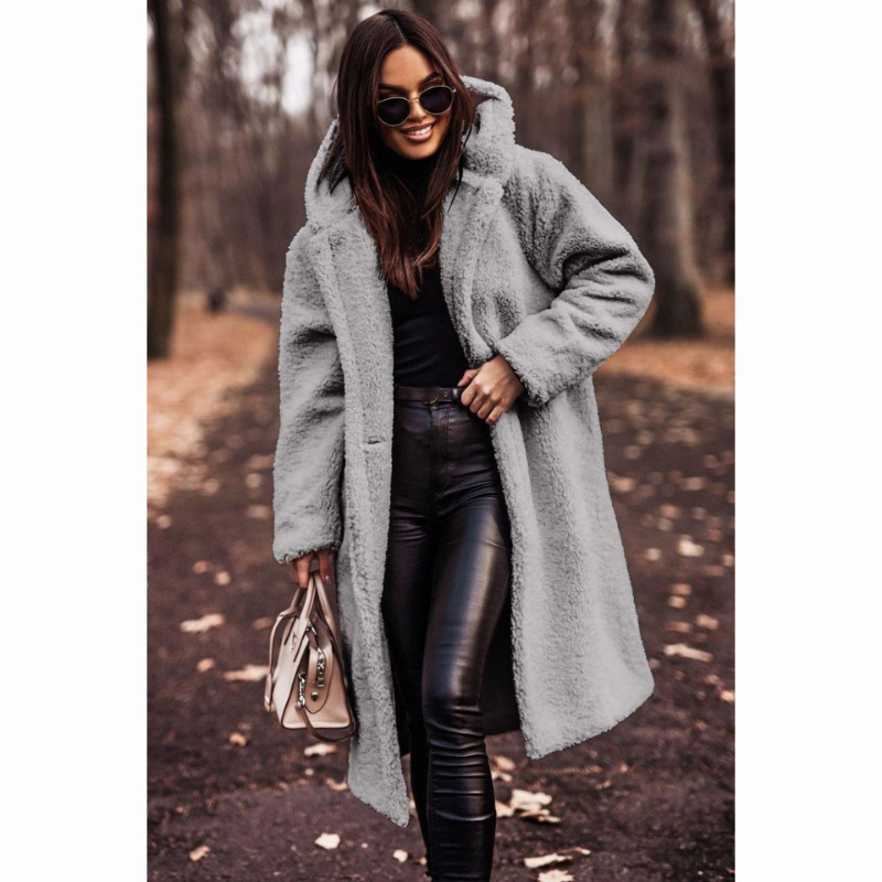 Women's Teddy Coat Long with Hood – Cozy Soft Winter Coat for Fashion-Conscious