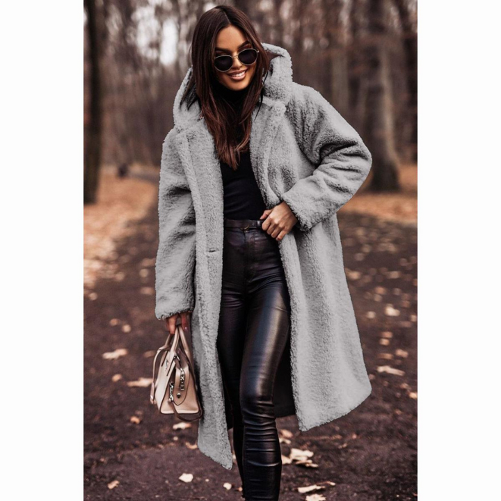 Women's Teddy Coat Long with Hood – Cozy Soft Winter Coat for Fashion-Conscious