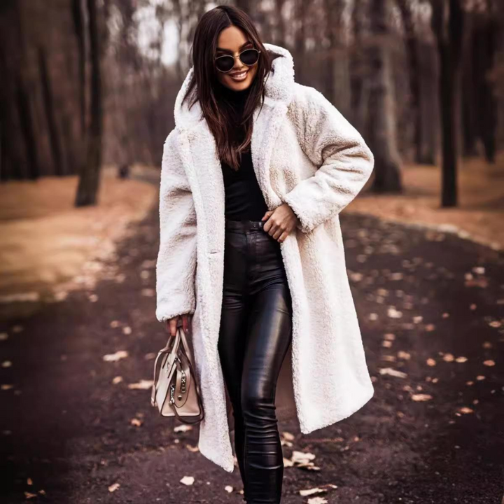 Women's Teddy Coat Long with Hood – Cozy Soft Winter Coat for Fashion-Conscious