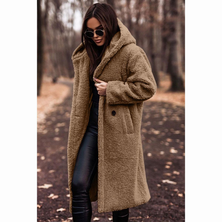 Women's Teddy Coat Long with Hood – Cozy Soft Winter Coat for Fashion-Conscious