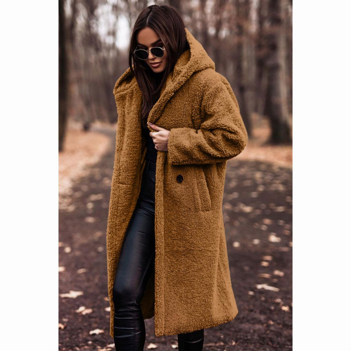 Women's Teddy Coat Long with Hood – Cozy Soft Winter Coat for Fashion-Conscious