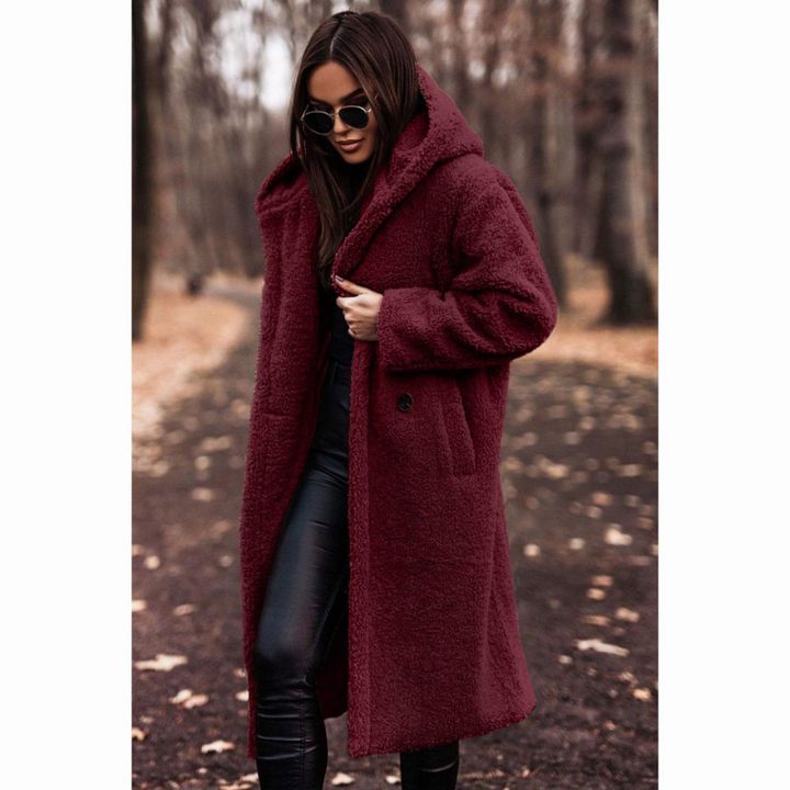 Women's Teddy Coat Long with Hood – Cozy Soft Winter Coat for Fashion-Conscious