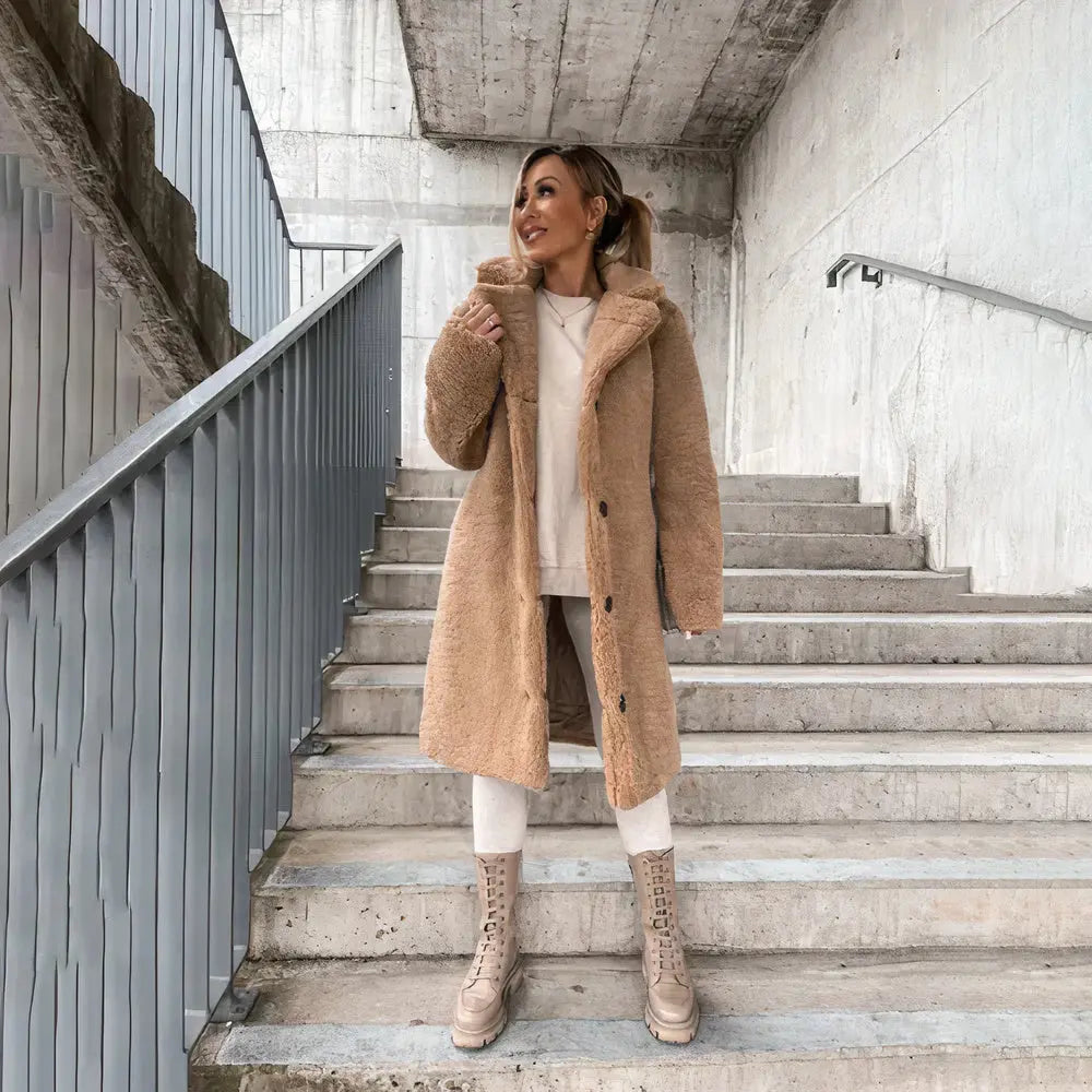 Damen Teddymantel Plüsch Elegant Mäntel Damen