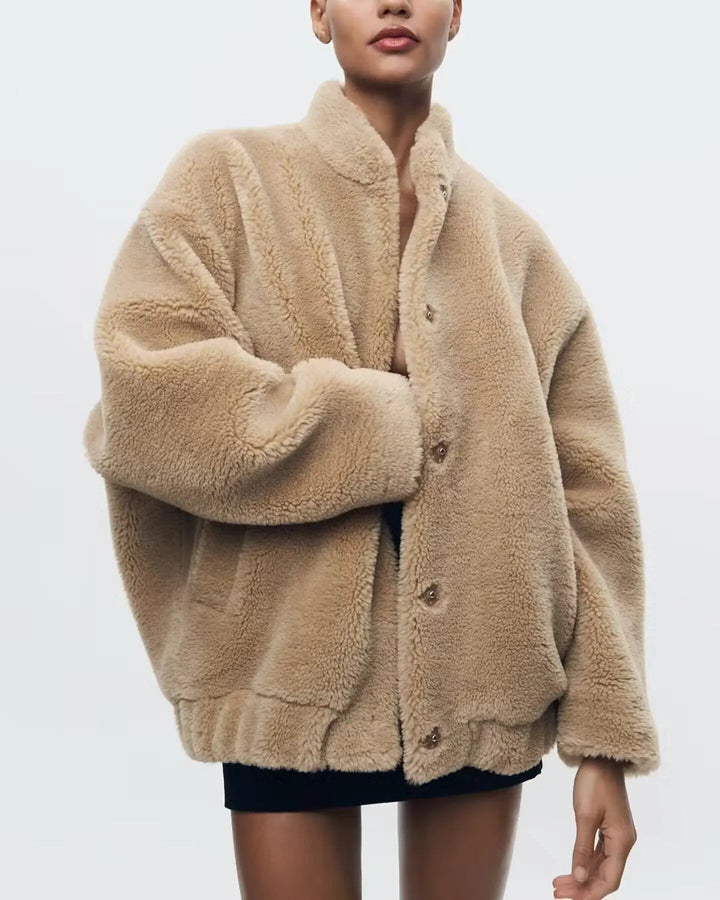 Damen Teddymantel Weich Oversized – Kuscheliger Mantel für Damen im Langen Stil