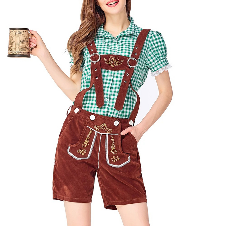 Women's traditional costume leather pants with blouse elegant