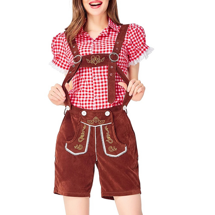Women's traditional costume leather pants with blouse elegant