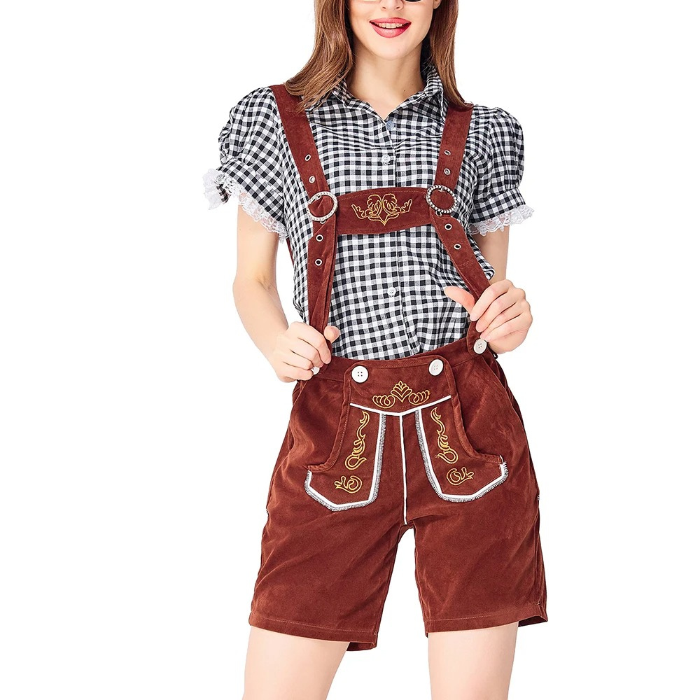 Women's traditional costume leather pants with blouse elegant