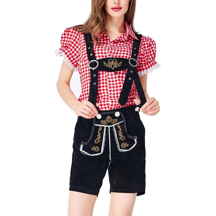 Women's traditional costume leather pants with blouse elegant