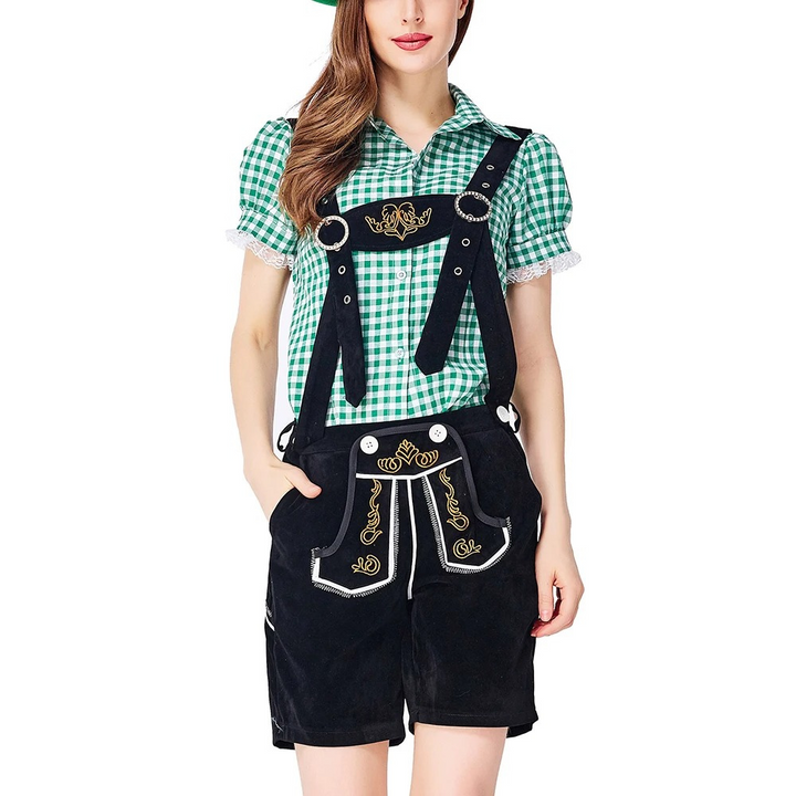 Women's traditional costume leather pants with blouse elegant