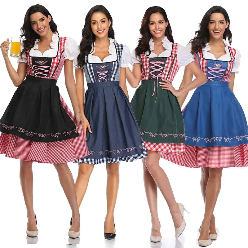 Women's traditional dress cotton with apron for Oktoberfest and festivities