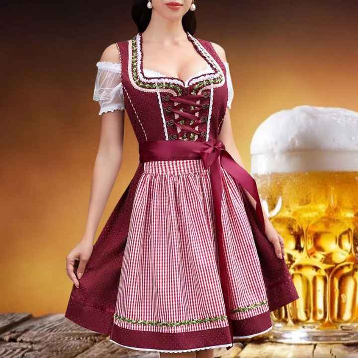 Women's Traditional Dress Polyester Festive - Elegant Dirndl Dress for Oktoberfest and Weddings