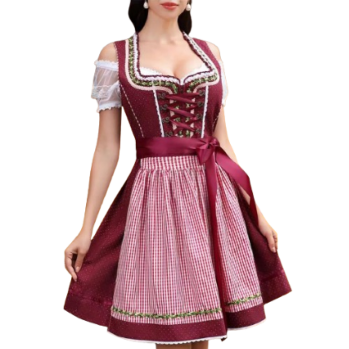 Women's Traditional Dress Polyester Festive - Elegant Dirndl Dress for Oktoberfest and Weddings