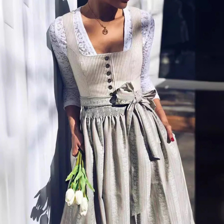 Women's traditional dress traditional fabric with ¾ sleeves and square neckline