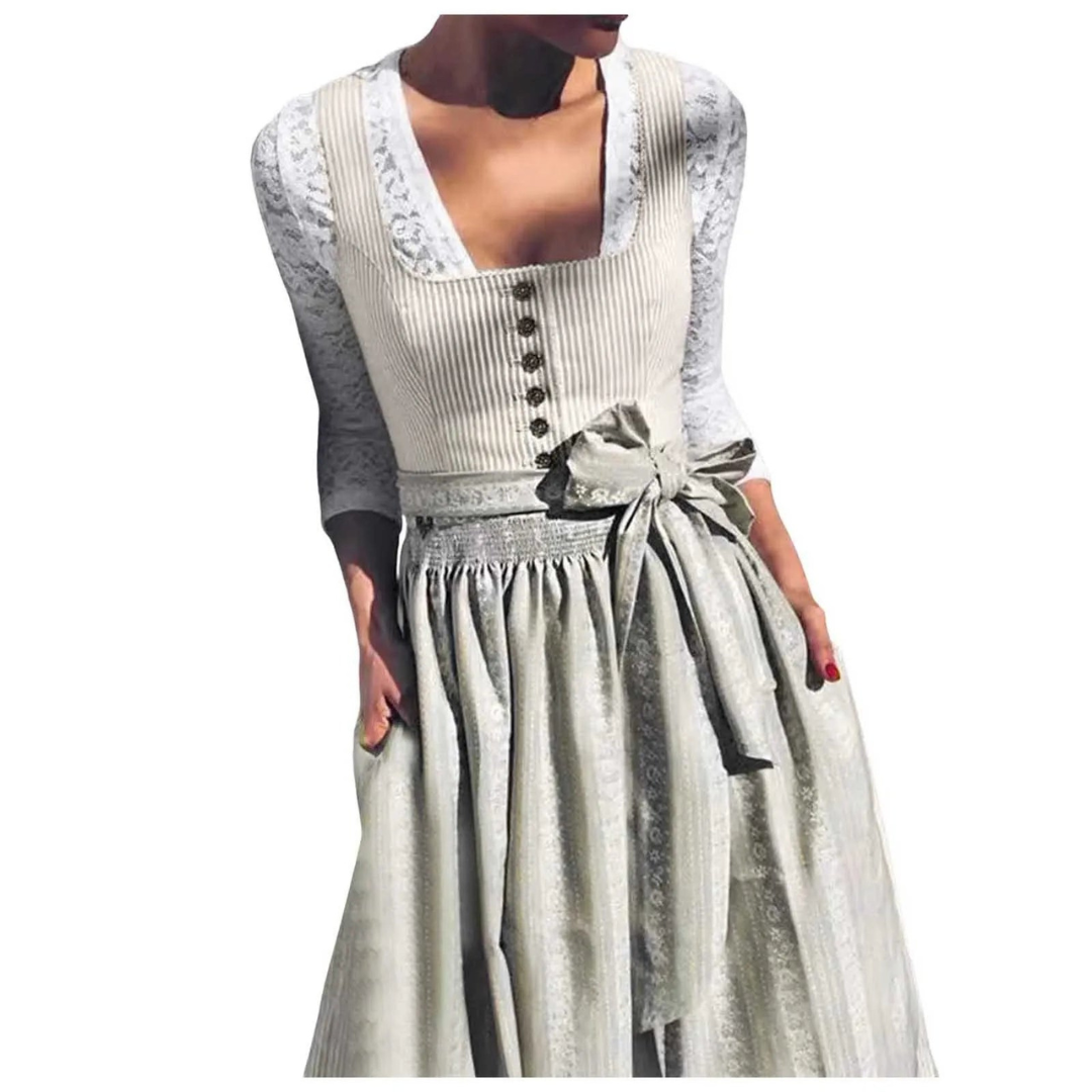 Women's traditional dress traditional fabric with ¾ sleeves and square neckline